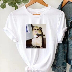 Funny Animal Vintage Graphic T-Shirt - Hamster Unisex Meme Cringe Funny Tee
